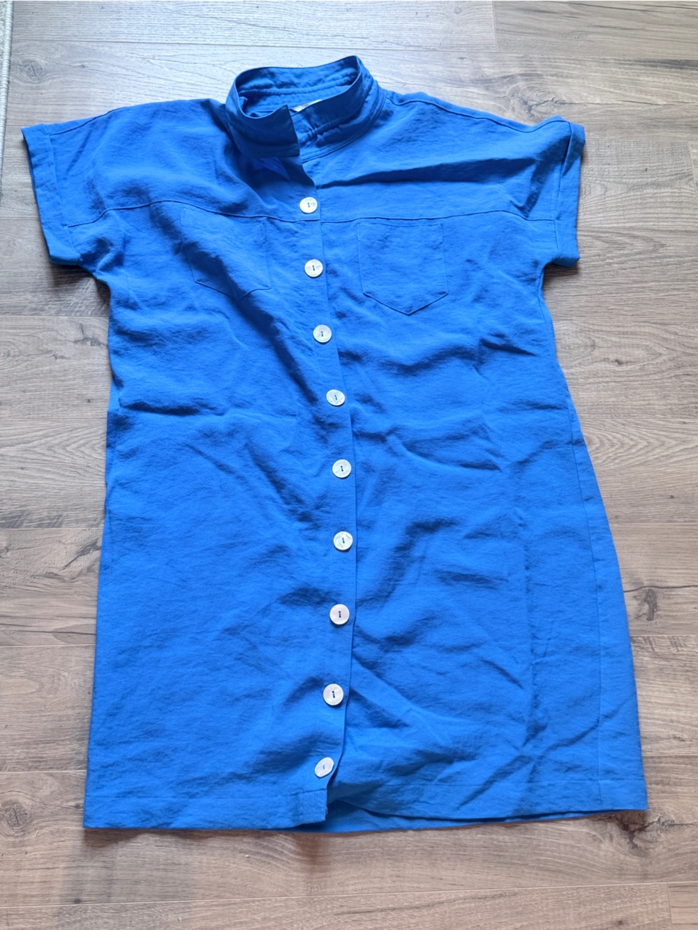 John Mark Cobalt Blue Short-Sleeve Button-Down Dress- Size L